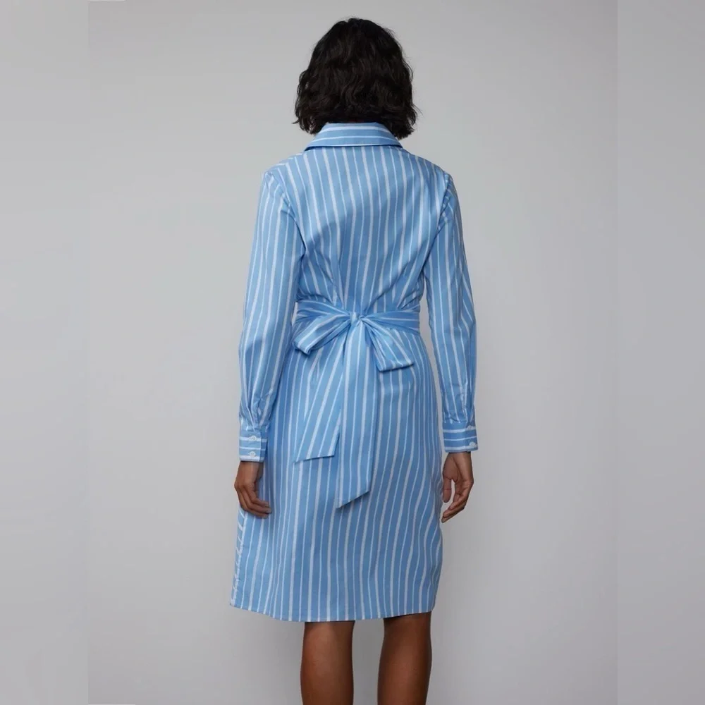 NYC Long Sleeve Rosette Stripe Shirt Dress​